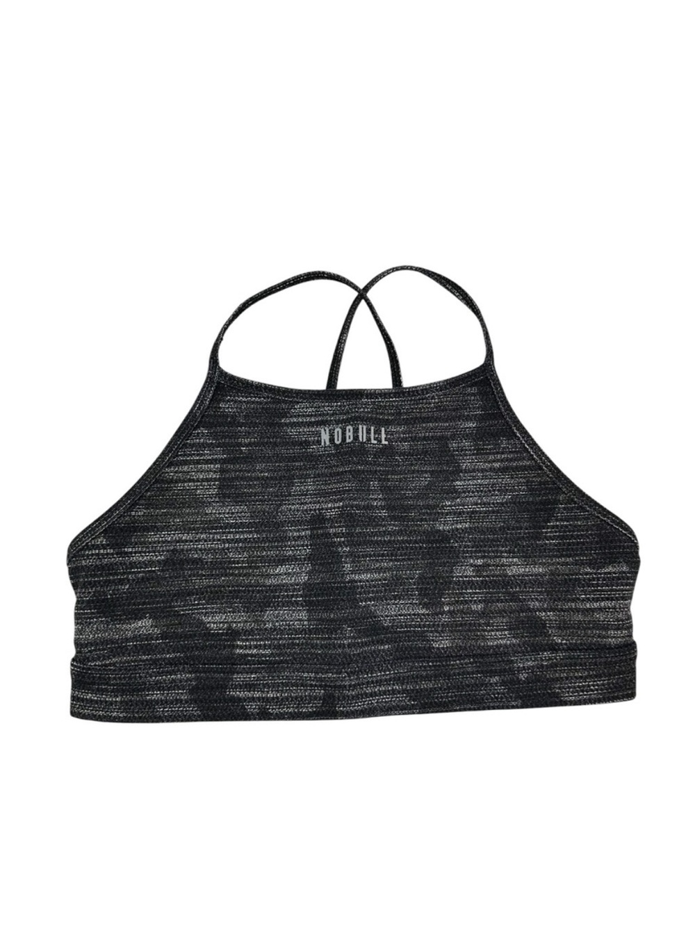 NOBULL Charcoal Heather High-Neck Strappy Sports Bra Size Large